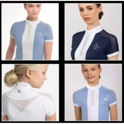 Fair Play Women's Claire Pearl Short Sleeve Competition Shirt - Blue 9 Fair Play Women's Claire Pearl Short Sleeve Competition Shirt - Blue -Equestrian Equipment 594760 800 800