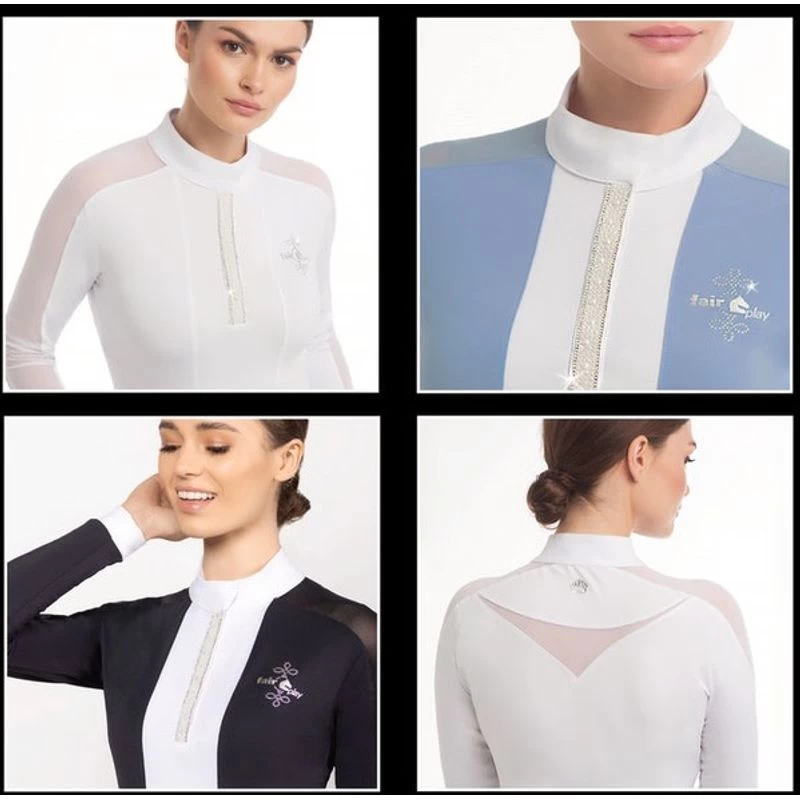 Fair Play Women's Claire Pearl Long Sleeve Competition Shirt - Black/White 6 Fair Play Women's Claire Pearl Long Sleeve Competition Shirt - Black/White - Image 4