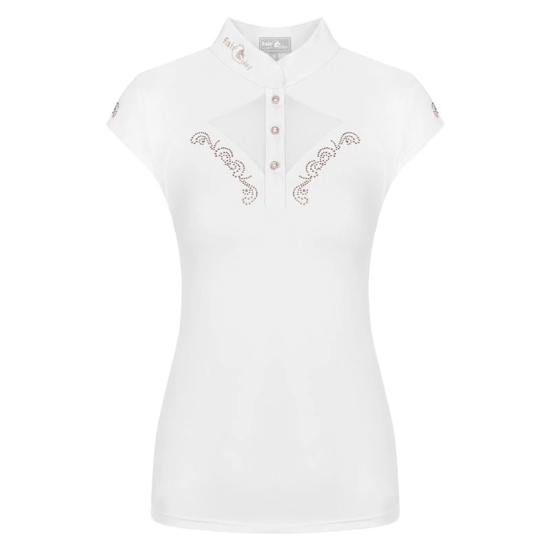 Fair Play Women's Cathrine Rose Gold Sleeveless Competion Shirt - White 3 Fair Play Women's Cathrine Rose Gold Sleeveless Competion Shirt - White