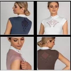 Fair Play Women's Cathrine Rose Gold Sleeveless Competion Shirt - Steel Blue 9 Fair Play Women's Cathrine Rose Gold Sleeveless Competion Shirt - Steel Blue -Equestrian Equipment 595698 800 800