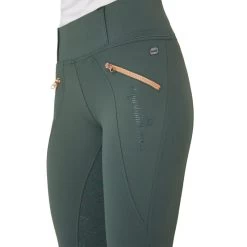 Horze Women's Rosie Full Seat Tights W/Rose Gold Zippers - Green 12 Horze Women's Rosie Full Seat Tights W/Rose Gold Zippers - Green -Equestrian Equipment 599893 800 800