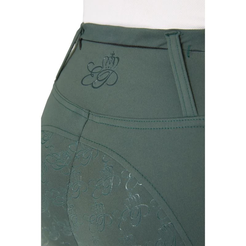 Horze Women's Rosie Full Seat Tights W/Rose Gold Zippers - Green 8 Horze Women's Rosie Full Seat Tights W/Rose Gold Zippers - Green - Image 6