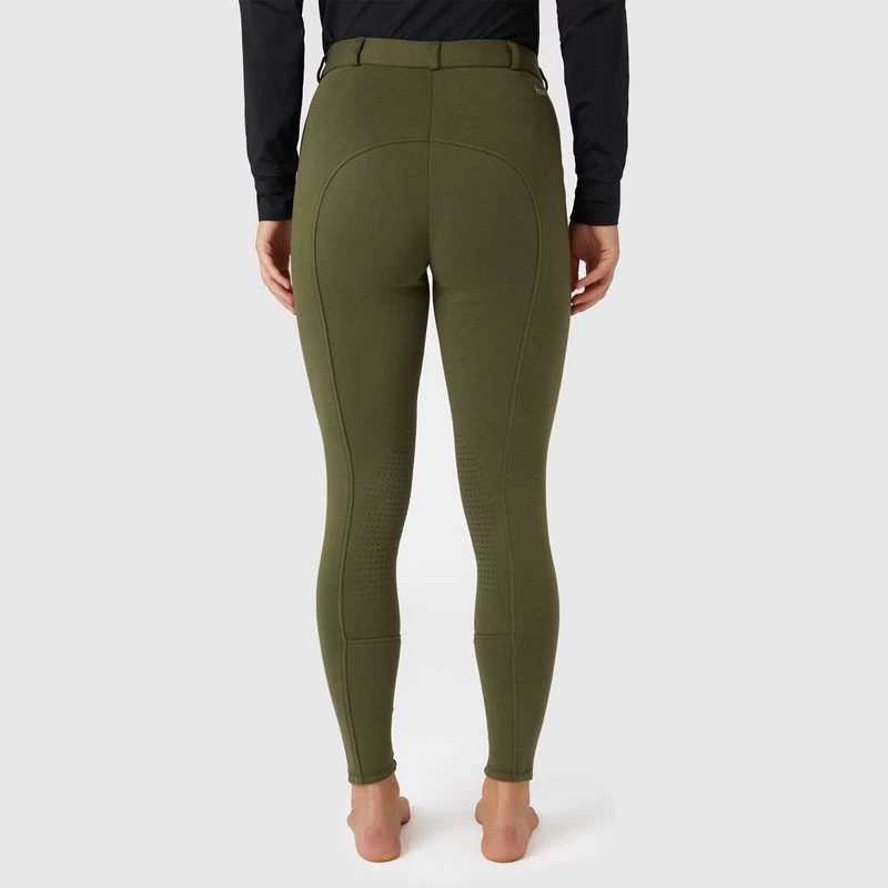 Horze Women's Active Knee Patch Breeches - Beetle Khaki Green 4 Horze Women's Active Knee Patch Breeches - Beetle Khaki Green - Image 2