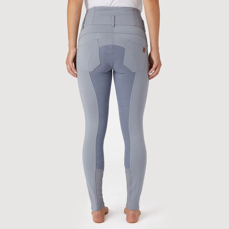 Horze Women's Tara High Waist Breeches Leather Full Seat - Tradewinds Grey 5 Horze Women's Tara High Waist Breeches Leather Full Seat - Tradewinds Grey - Image 3