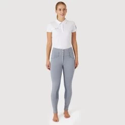 Horze Women's Tara High Waist Breeches Leather Full Seat - Tradewinds Grey 9 Horze Women's Tara High Waist Breeches Leather Full Seat - Tradewinds Grey -Equestrian Equipment 601864 800 800