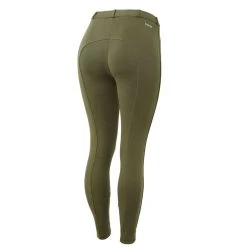 Horze Women's Active Full Seat Breeches - Beetle Khaki Green