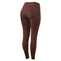 Horze Women's Active Winter Silicone Full Seat Tights W/ Phone Pockets - Rum Raisin Brown