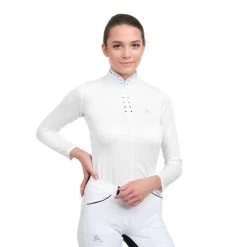 Cavalliera Women's Diva Long Sleeve Show Shirt - Off White