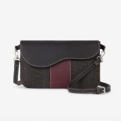 Oughton Vintage Canvas Paddock Crossbody - Graphite/Bordeaux