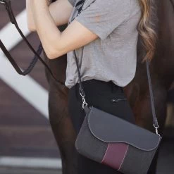 Oughton Vintage Canvas Paddock Crossbody - Graphite/Bordeaux 9 Oughton Vintage Canvas Paddock Crossbody - Graphite/Bordeaux -Equestrian Equipment 603911 800 800