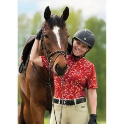 Kerrits Women's Always Cool Print Ice Fil Short Sleeve Shirt - Ruby Lucky Paisley/Sangria -Equestrian Equipment 609017 800 800