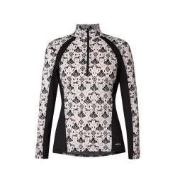 Kerrits Women's Always Cool Print Ice Fil Long Sleeve Shirt - Tan Painted Horse/Black