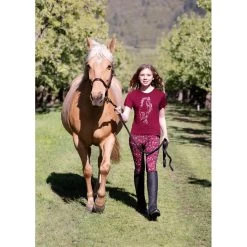 Kerrits Kids' Knee Patch Performance Tights - Ruby Brushstroke 7 Kerrits Kids' Knee Patch Performance Tights - Ruby Brushstroke -Equestrian Equipment 610057 800 800