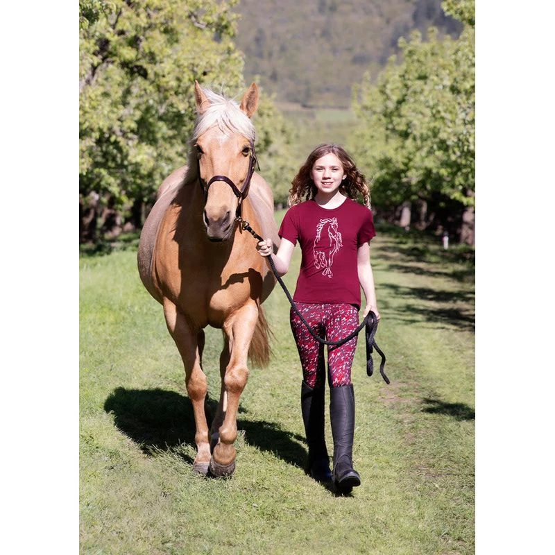 Kerrits Kids' Knee Patch Performance Tights - Ruby Brushstroke 5 Kerrits Kids' Knee Patch Performance Tights - Ruby Brushstroke - Image 3