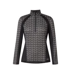Kerrits Women's Always Cool Print Ice Fil Long Sleeve Shirt - Black Iron Bouquet/Black