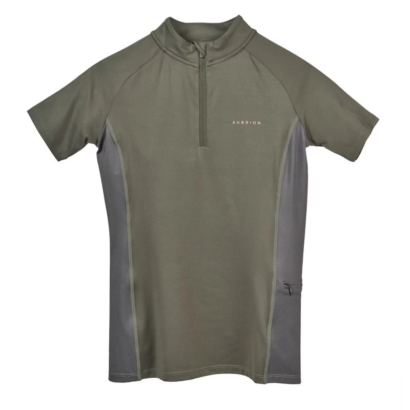 Shires Aubrion Kids' Revive Short Sleeve Sun Shirt - Olive 3 Shires Aubrion Kids' Revive Short Sleeve Sun Shirt - Olive