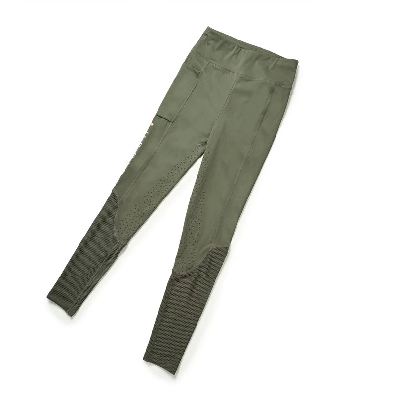 Shires Aubrion Kids' Rhythm Mesh Tights - Olive 4 Shires Aubrion Kids' Rhythm Mesh Tights - Olive - Image 2