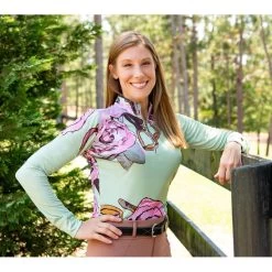 FITS Women's Kinetic Long Sleeve Shirt - Pink Roses & Tack