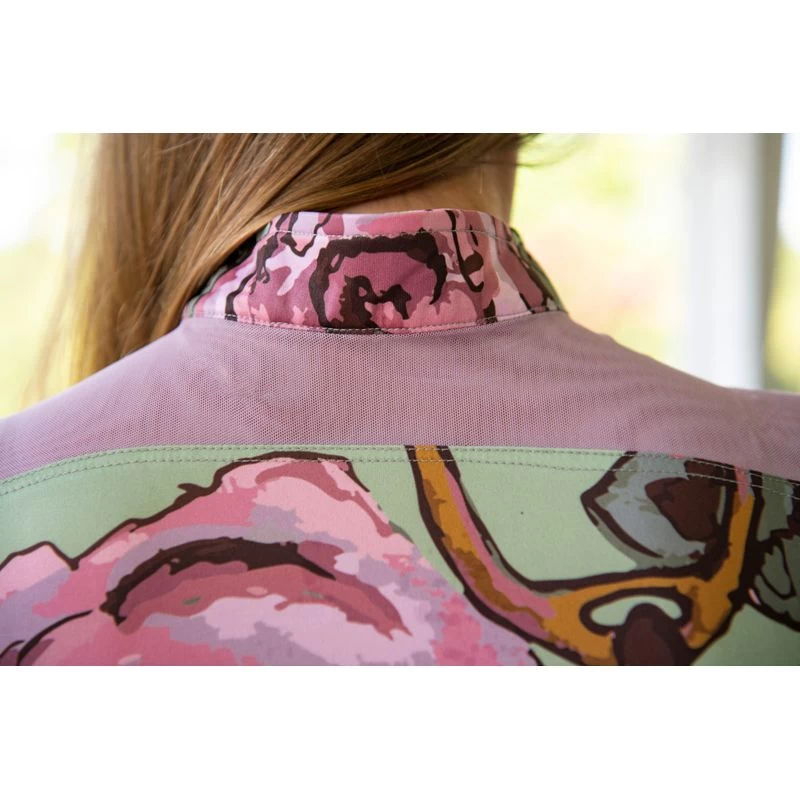 FITS Women's Kinetic Long Sleeve Shirt - Pink Roses & Tack 5 FITS Women's Kinetic Long Sleeve Shirt - Pink Roses & Tack - Image 3