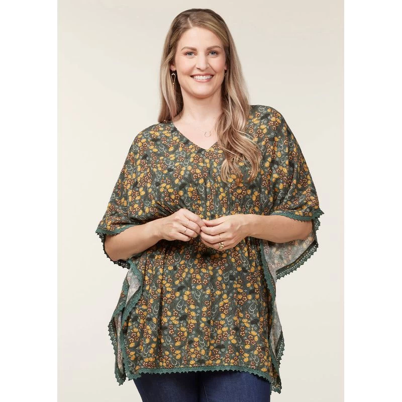 EQL Women's Daydream Gauze Tunic - Cypress Hoofprint Meadow 3 EQL Women's Daydream Gauze Tunic - Cypress Hoofprint Meadow