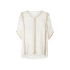 EQL Women's Embroidered EQ Stripe Top - Soft White