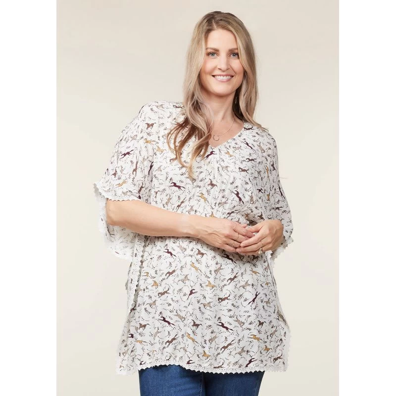 EQL Women's Daydream Gauze Tunic - Soft White Spring Fever 3 EQL Women's Daydream Gauze Tunic - Soft White Spring Fever
