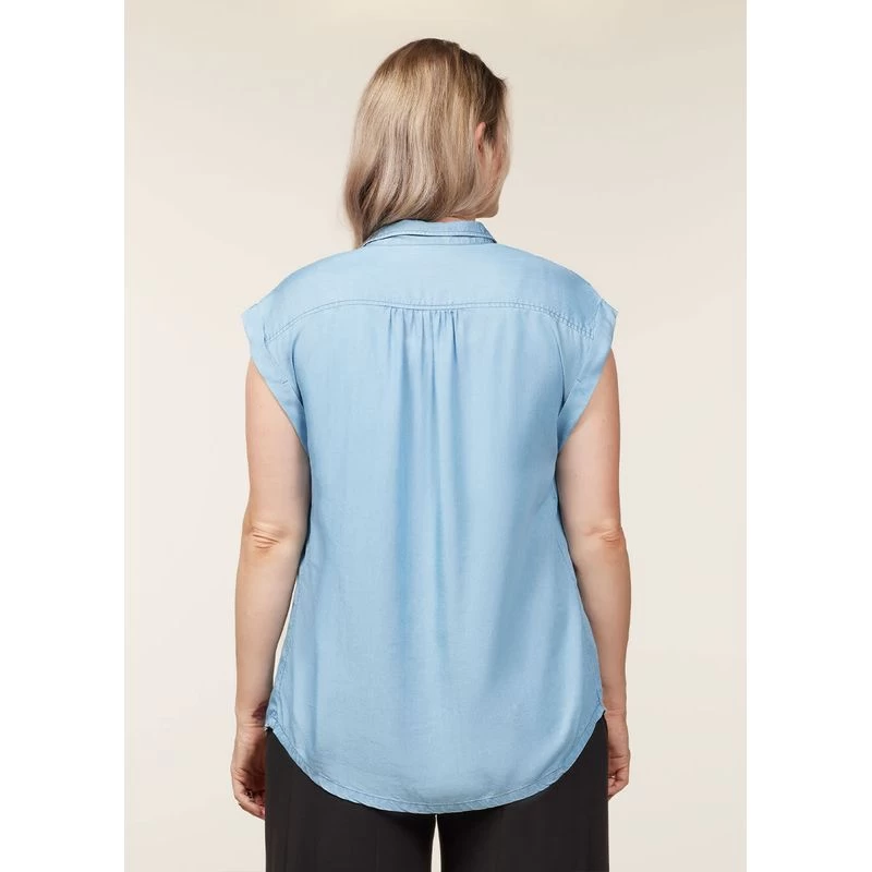 EQL Women's Tencel Rolled Cuff Shirt - Chambray 6 EQL Women's Tencel Rolled Cuff Shirt - Chambray - Image 4