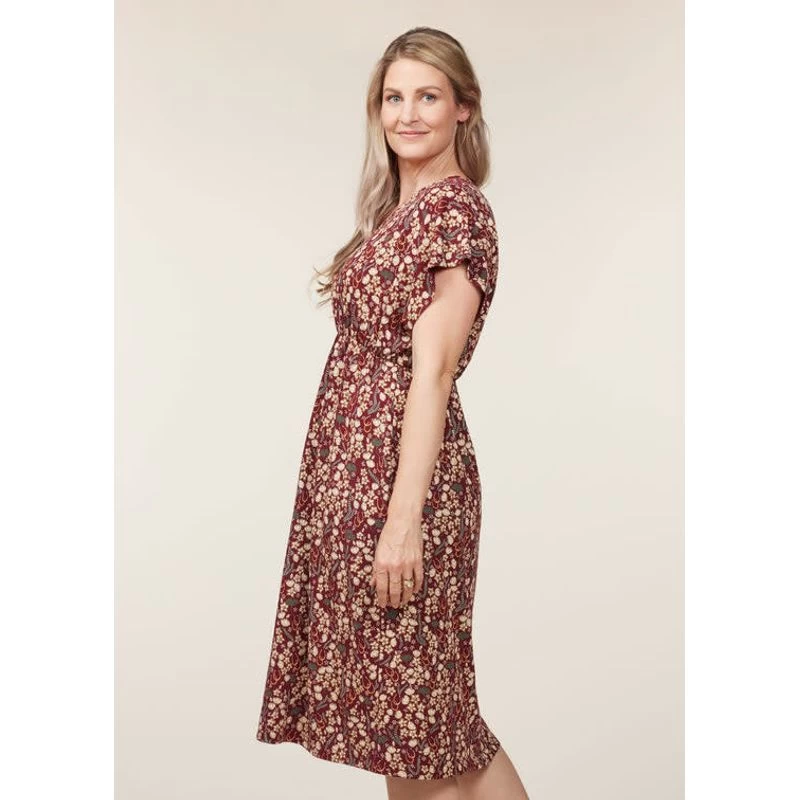 EQL Women's Inspired V-Neck Dress - Sangria Hoofprint Meadow 6 EQL Women's Inspired V-Neck Dress - Sangria Hoofprint Meadow - Image 4