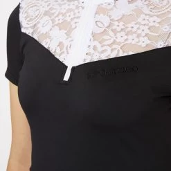 B Vertigo Women's Kayla Laced Short Sleeved Show Shirt - Dark Navy -Equestrian Equipment 649948 800 800