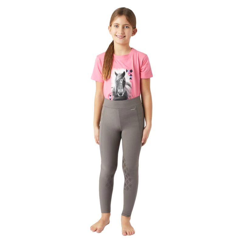 Horze Kids' Yana Knee Patch Tights - Smoked Pearl Grey 6 Horze Kids' Yana Knee Patch Tights - Smoked Pearl Grey - Image 4