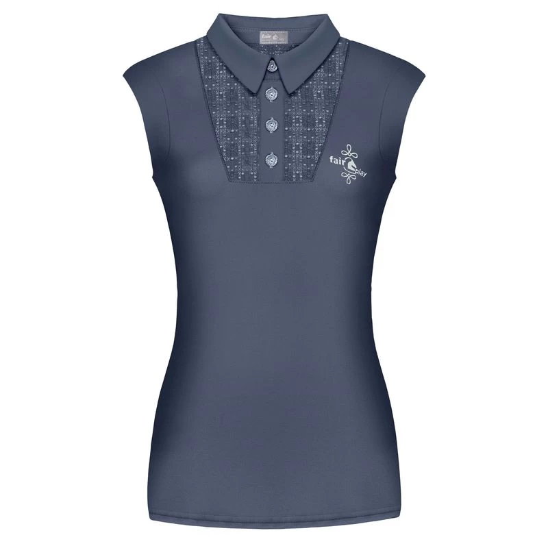 Fair Play Women's Alina Sleeveless Polo Shirt - Steel Blue 3 Fair Play Women's Alina Sleeveless Polo Shirt - Steel Blue