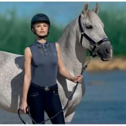 Fair Play Women's Alina Sleeveless Polo Shirt - Steel Blue 7 Fair Play Women's Alina Sleeveless Polo Shirt - Steel Blue -Equestrian Equipment 664923 800 800