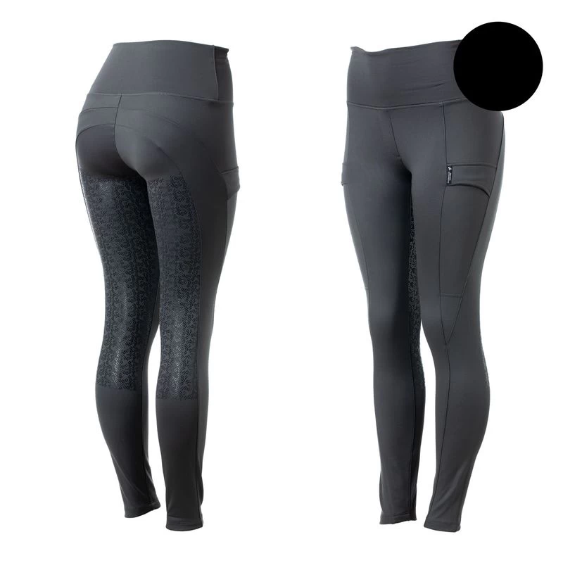 Horze Women's Celia Womens Full Seat Winter Tights - Pavement Grey 4 Horze Women's Celia Womens Full Seat Winter Tights - Pavement Grey - Image 2