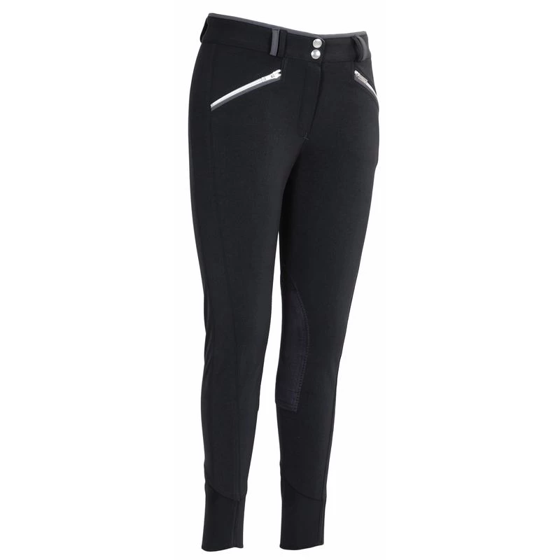 TuffRider Women's Sprint Knee Patch Breeches - Black/Charcoal 3 TuffRider Women's Sprint Knee Patch Breeches - Black/Charcoal