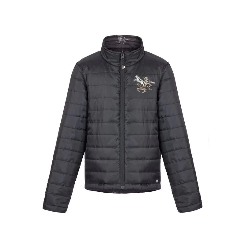 Kerrits Kids' Pony Tracks Reversible Quilted Jacket - Black Run Free/Black 4 Kerrits Kids' Pony Tracks Reversible Quilted Jacket - Black Run Free/Black - Image 2