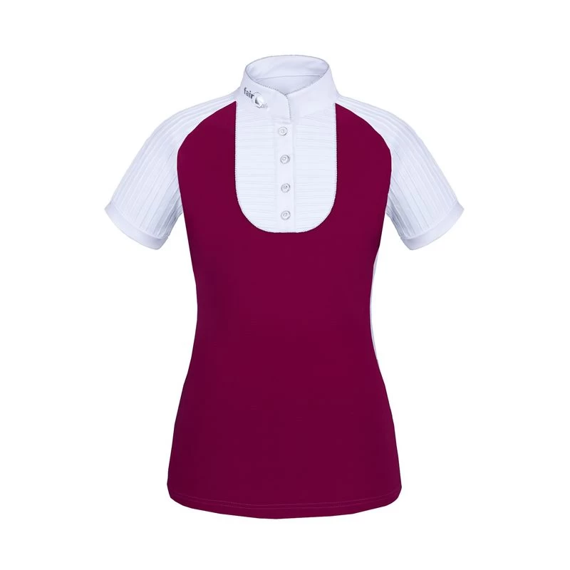 Fair Play Women's Justine Short Sleeve Compeition Shirt - Burgundy/White 3 Fair Play Women's Justine Short Sleeve Compeition Shirt - Burgundy/White