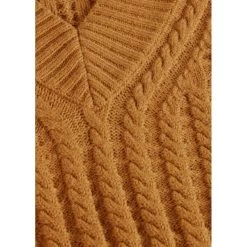 EQL Women's Brittany Cable Knit V-Neck Sweater - Spice -Equestrian Equipment 694399 800 800
