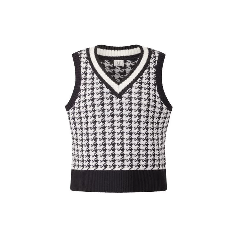 EQL Women's Houndstooth Sweater Vest - Black/Soft White 3 EQL Women's Houndstooth Sweater Vest - Black/Soft White
