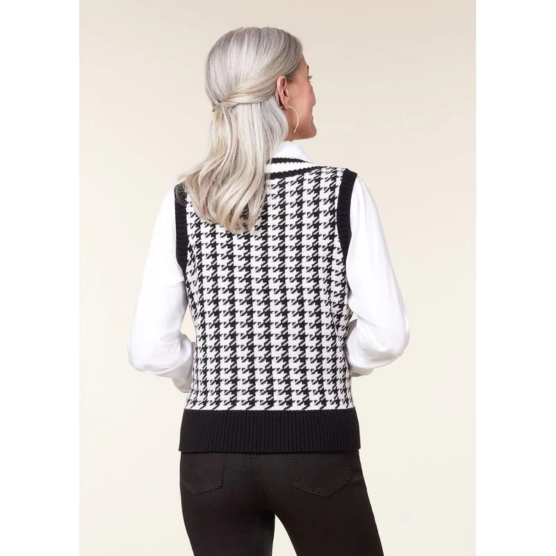 EQL Women's Houndstooth Sweater Vest - Black/Soft White 6 EQL Women's Houndstooth Sweater Vest - Black/Soft White - Image 4