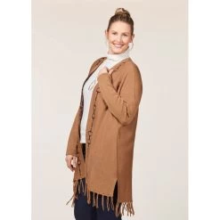 EQL Women's Bits & Fringe Cardigan - Caramel/Java -Equestrian Equipment 694482 800 800