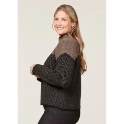 EQL Women's Funnel Neck Herringbone Sweater - Truffle -Equestrian Equipment 694740 800 800