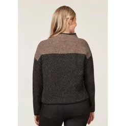 EQL Women's Funnel Neck Herringbone Sweater - Truffle -Equestrian Equipment 694741 800 800