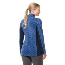 Kerrits Women's Stable Temp Merino Wool Quarter Zip Top - True Blue Wild Horses -Equestrian Equipment 694929 800 800