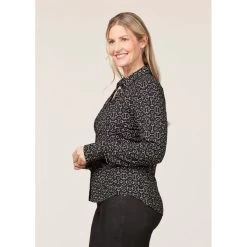 EQL Women's Ruched Button Front Long Sleeve Shirt - Black Mixed Bits 9 EQL Women's Ruched Button Front Long Sleeve Shirt - Black Mixed Bits -Equestrian Equipment 698716 800 800
