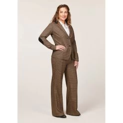EQL Women's Chelsea Houndstooth Plaid Wide Leg Pants - Camel/Black -Equestrian Equipment 700265 800 800