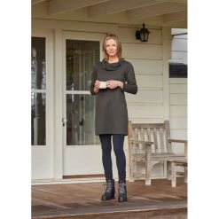 EQL Women's Textured Cowl Neck Dress - Evergreen -Equestrian Equipment 700546 800 800