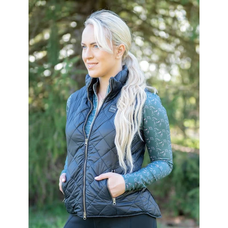 FITS Women's Ainsley Quilted Vest - Black/Pink Horses 3 FITS Women's Ainsley Quilted Vest - Black/Pink Horses