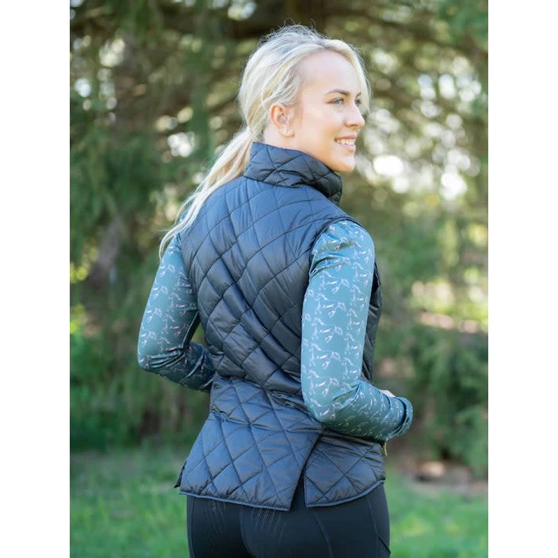 FITS Women's Ainsley Quilted Vest - Black/Pink Horses 4 FITS Women's Ainsley Quilted Vest - Black/Pink Horses - Image 2
