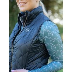 FITS Women's Ainsley Quilted Vest - Black/Pink Horses 8 FITS Women's Ainsley Quilted Vest - Black/Pink Horses -Equestrian Equipment 700682 800 800