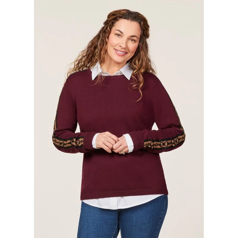 EQL Women's Snaffle Stripe Sweater - Sangria/Black 4 EQL Women's Snaffle Stripe Sweater - Sangria/Black - Image 2